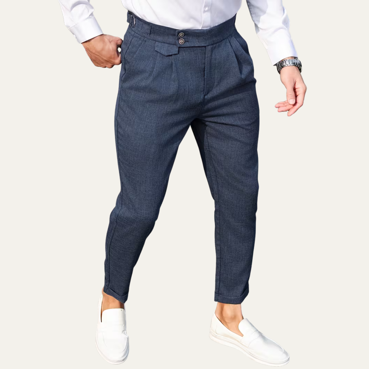 The Hobart Men’s Tailored High Waisted Pleated Dress Trousers