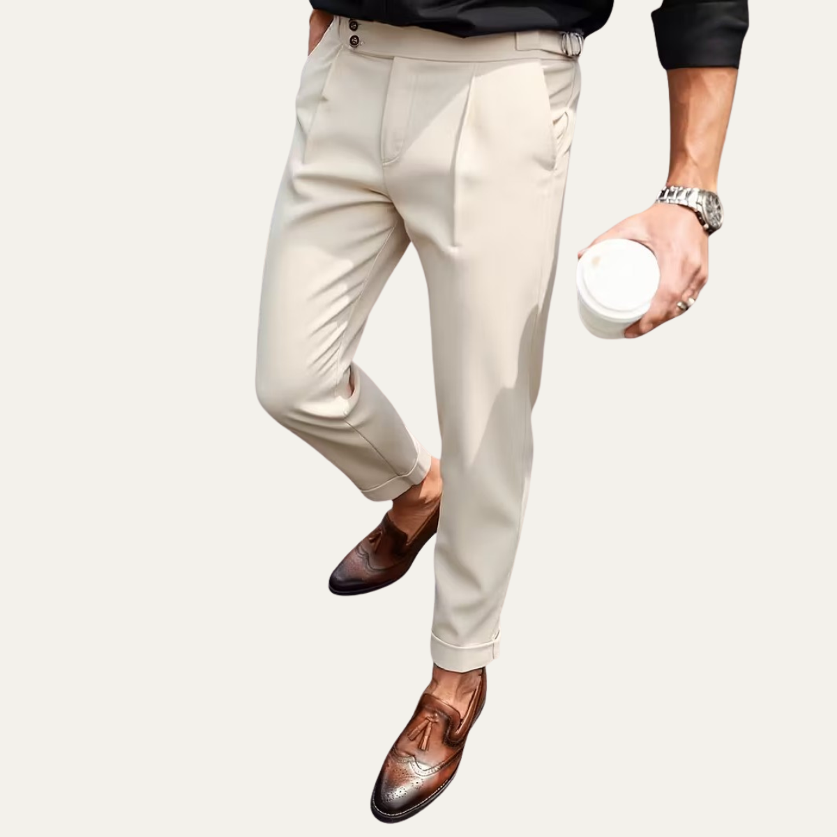 The Dromana Men’s Tailored Smart Slim Fit Pleated Dress Trousers