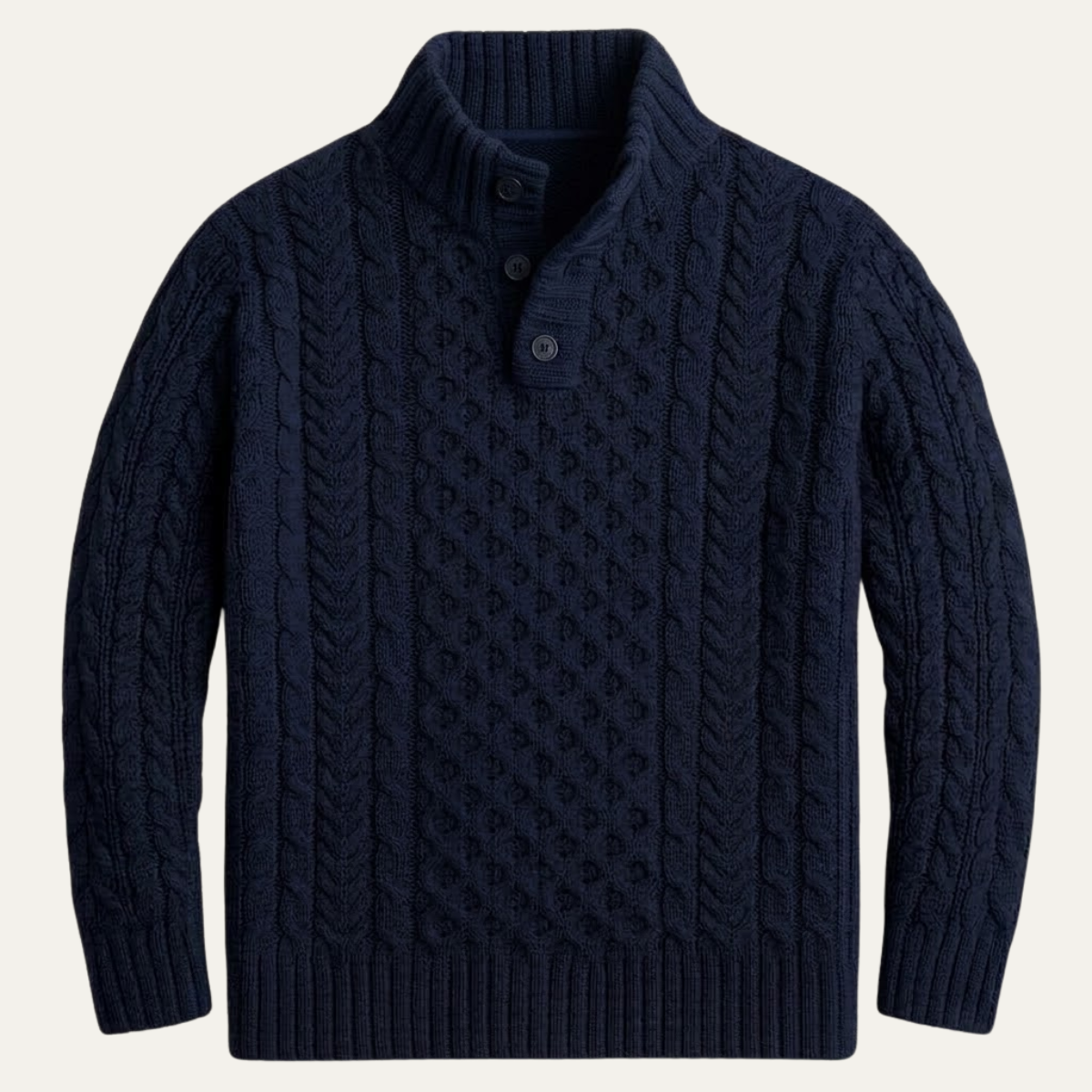 Brighton Men's Cable Knit Sweater with Chunky Button Neck
