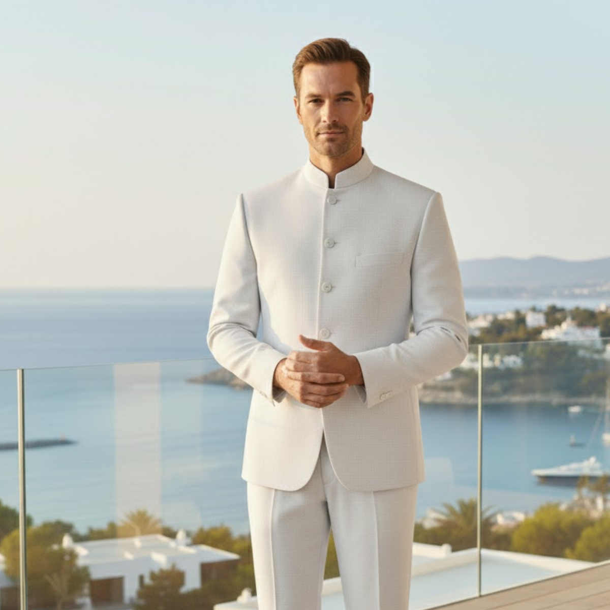 The Monaco Men’s Stand Collar Slim Fit Business Blazer