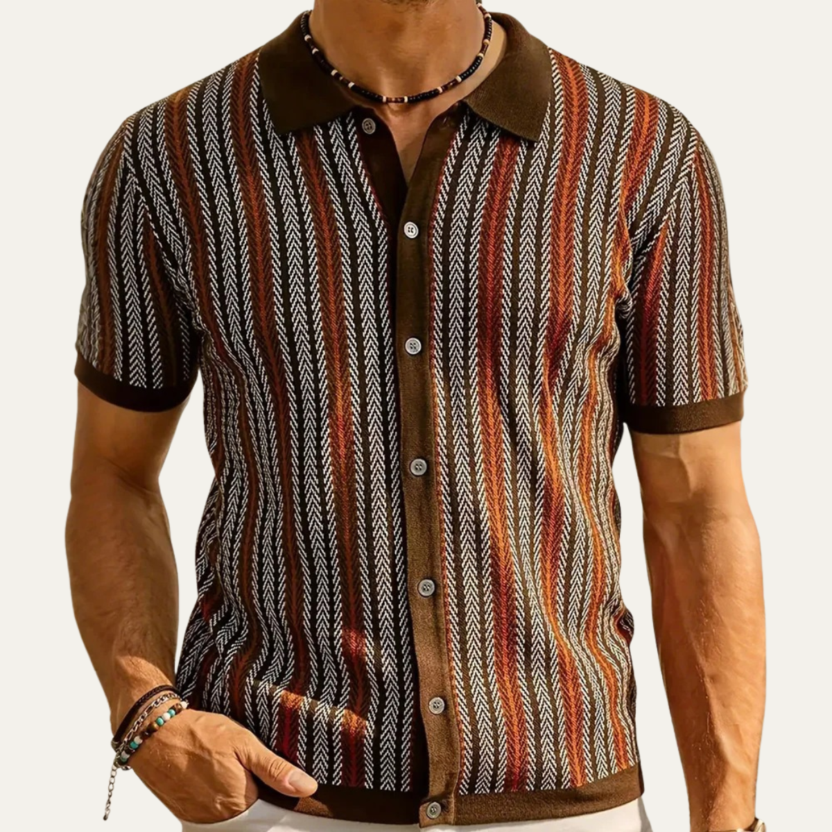 The Appiano Men’s Short Sleeve Striped Polo Shirt