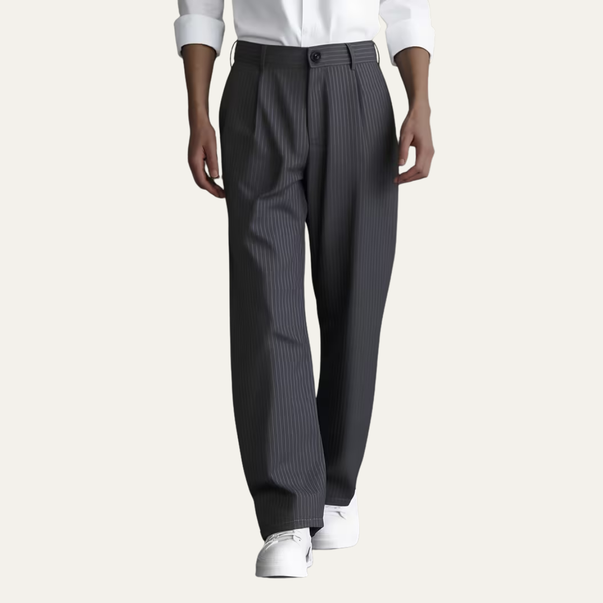 The Glenelg Men’s Wide Leg Tailored Pinstripe Dress Trousers with Adjustable Waist