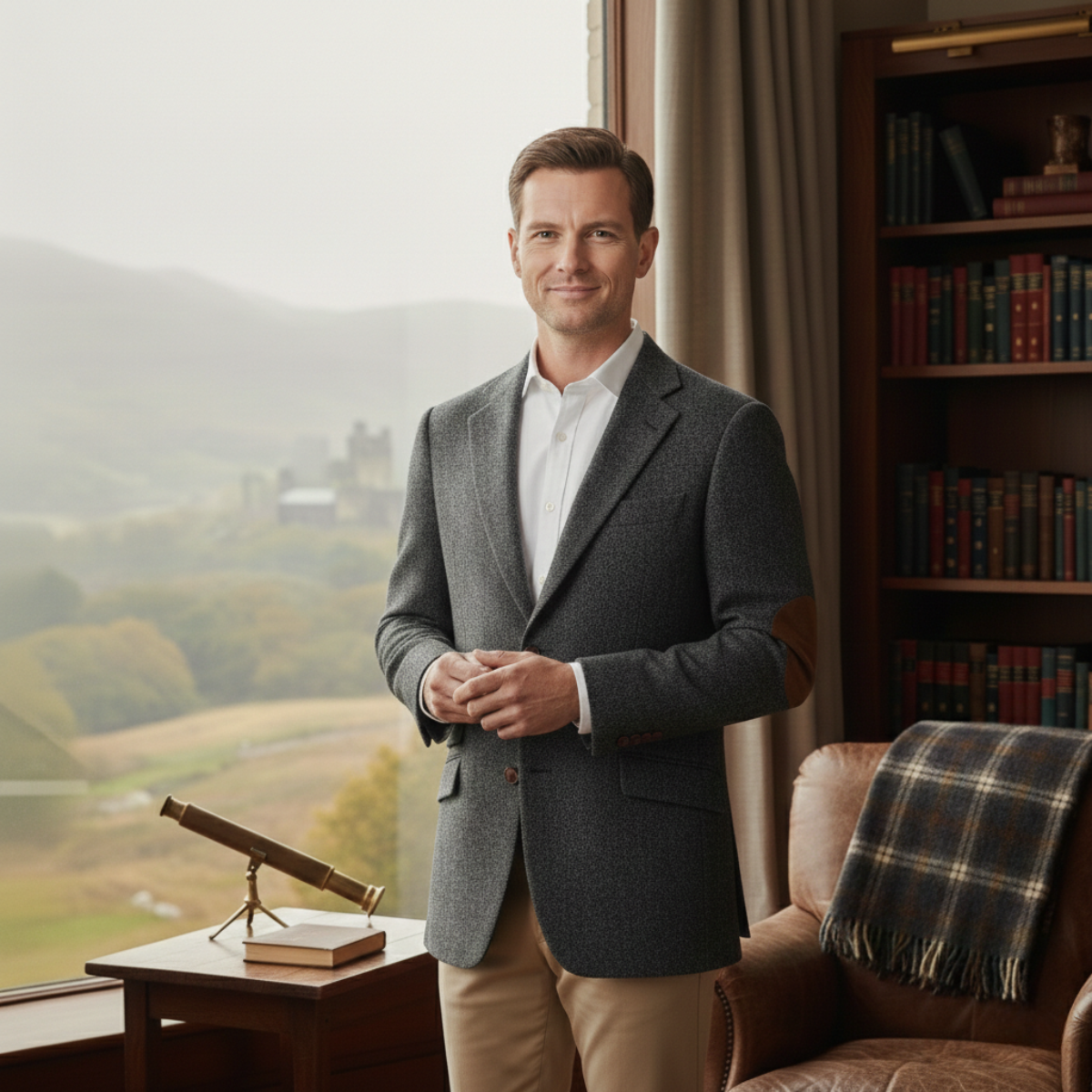The Verona Men’s Single Breasted Herringbone Tweed Blazer