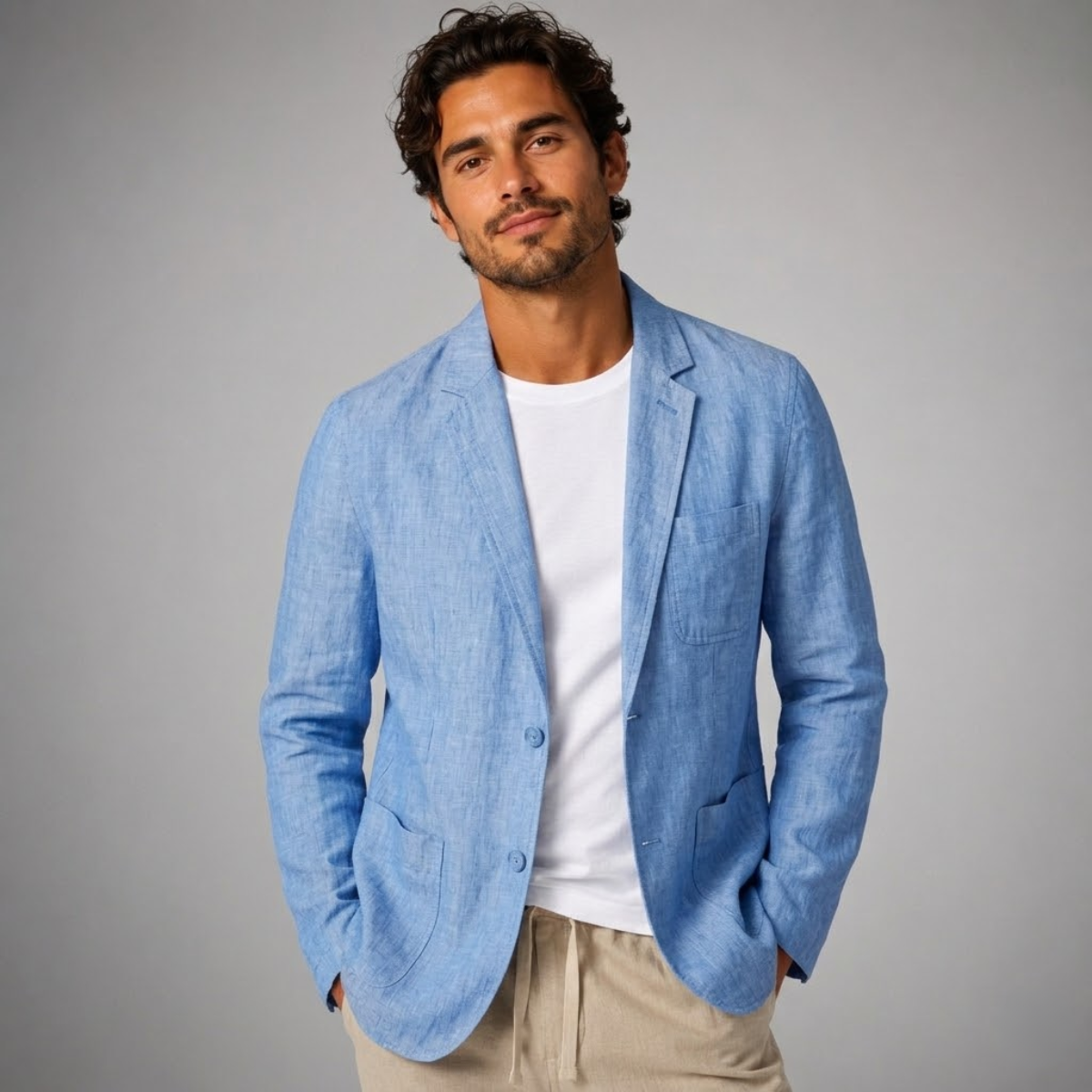 The Recco Men’s Single Breasted Summer Linen Blazer Jacket