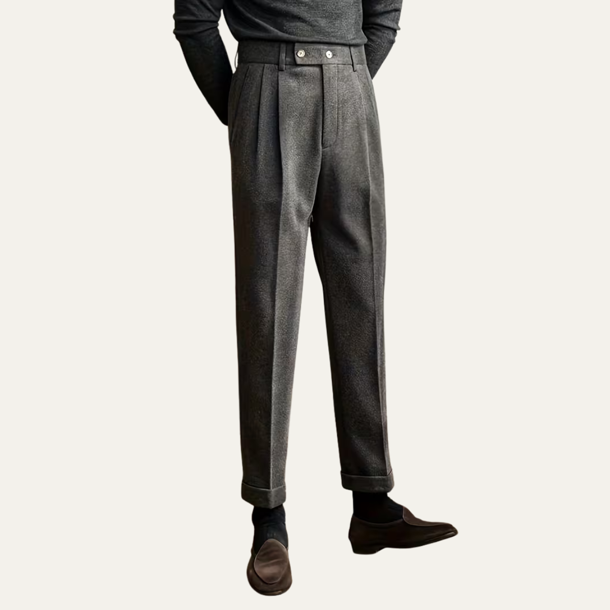 The Gold Coast Men’s High Waisted Pleated Straight Leg Dress Trousers