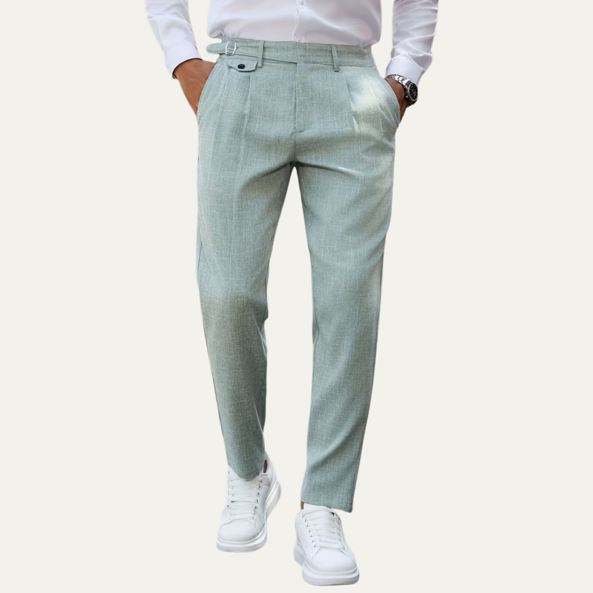 The Brisbane Men’s Tailored Casual Dress Trousers with Pleated Details
