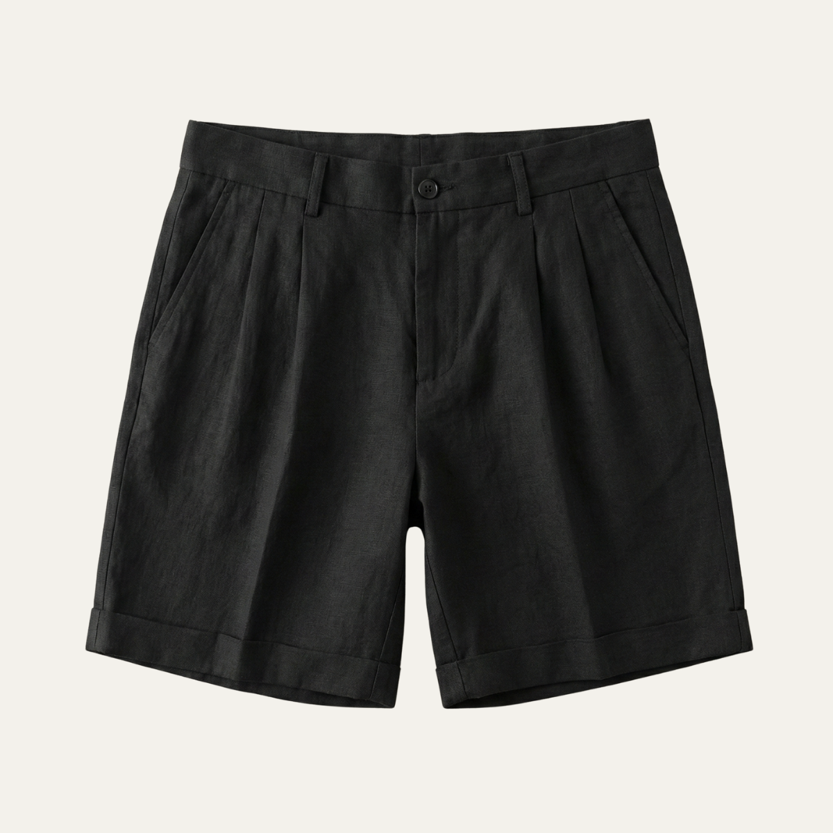 Men’s Linen Casual Shorts – Lightweight Summer Folded Hem Outdoor Shorts
