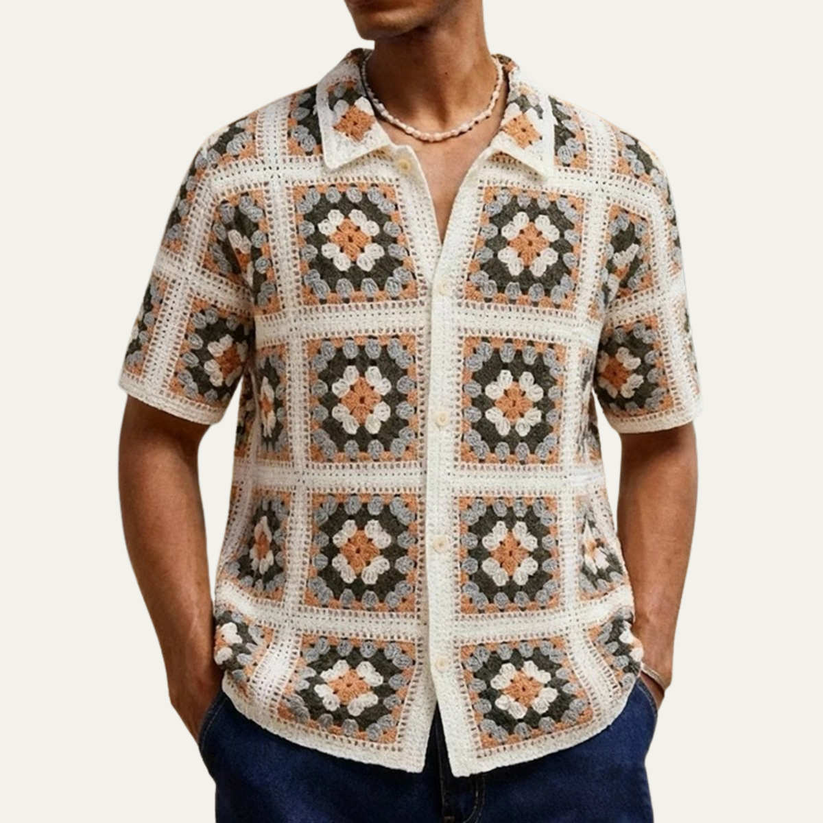 The Fiorano Men’s Patterned Knit Polo Shirt