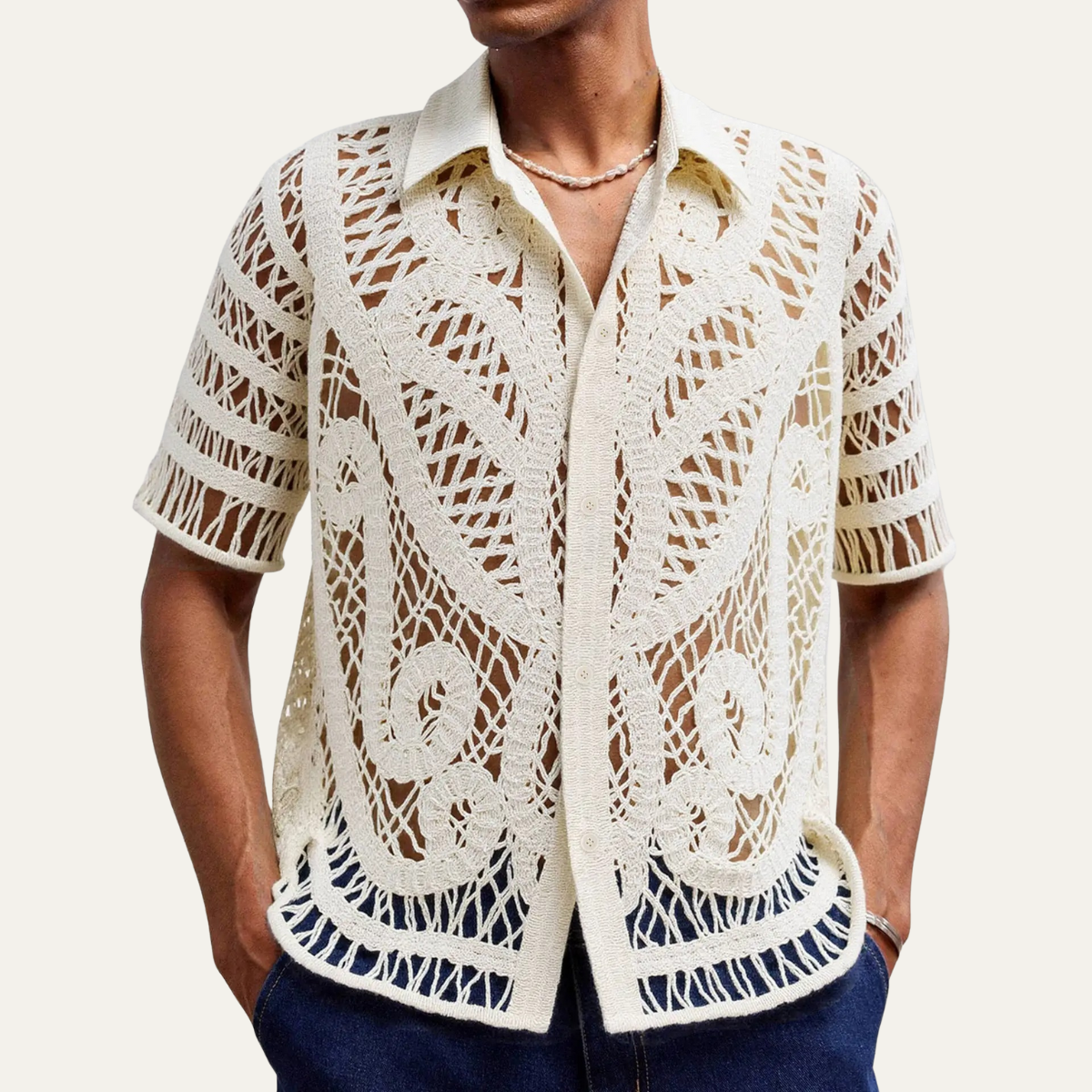 The Castelvetro Men’s Hollow Knit Polo Shirt
