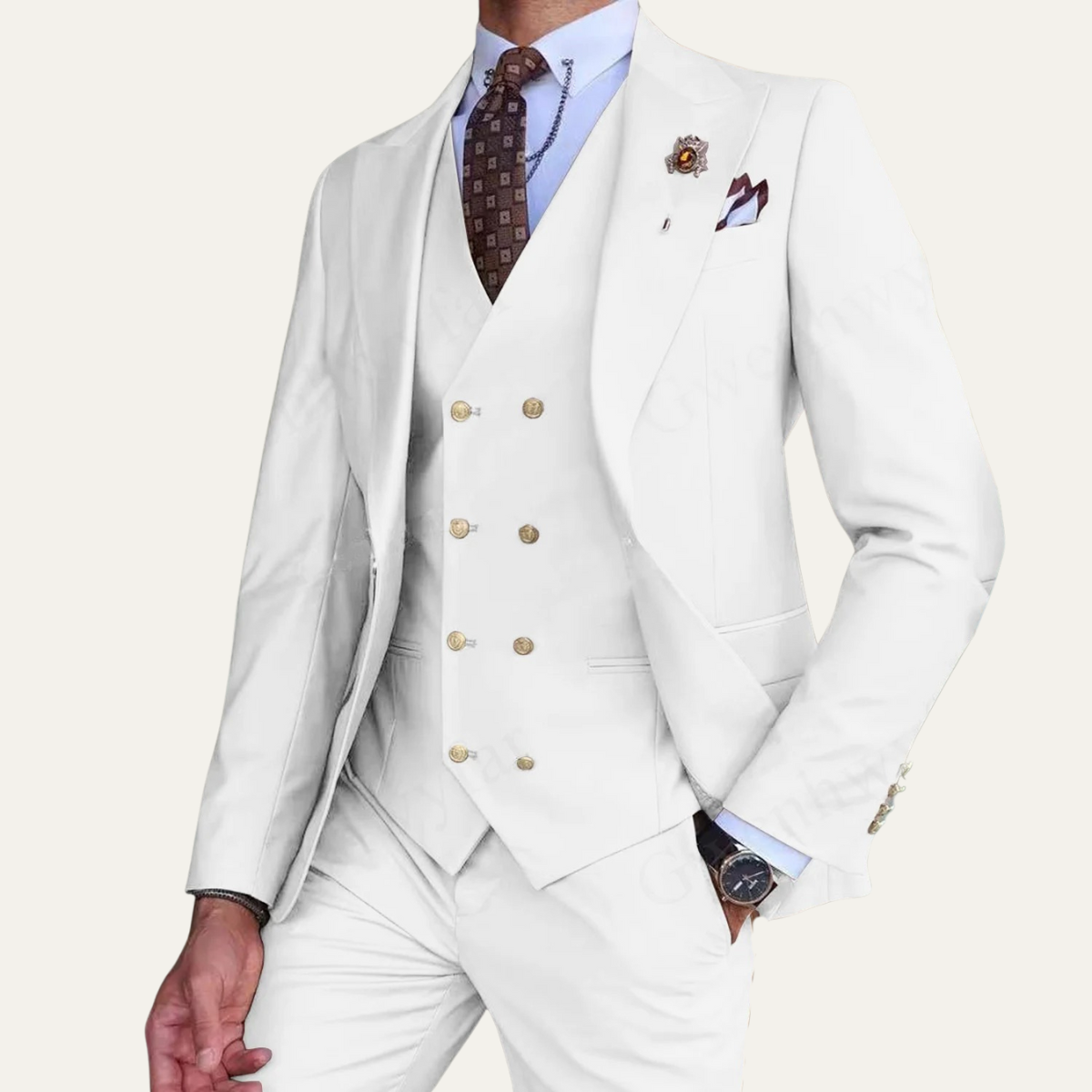The Mantova Men’s Luxury 3 Piece Suit – Blazer, Waistcoat and Trousers Formal Suit