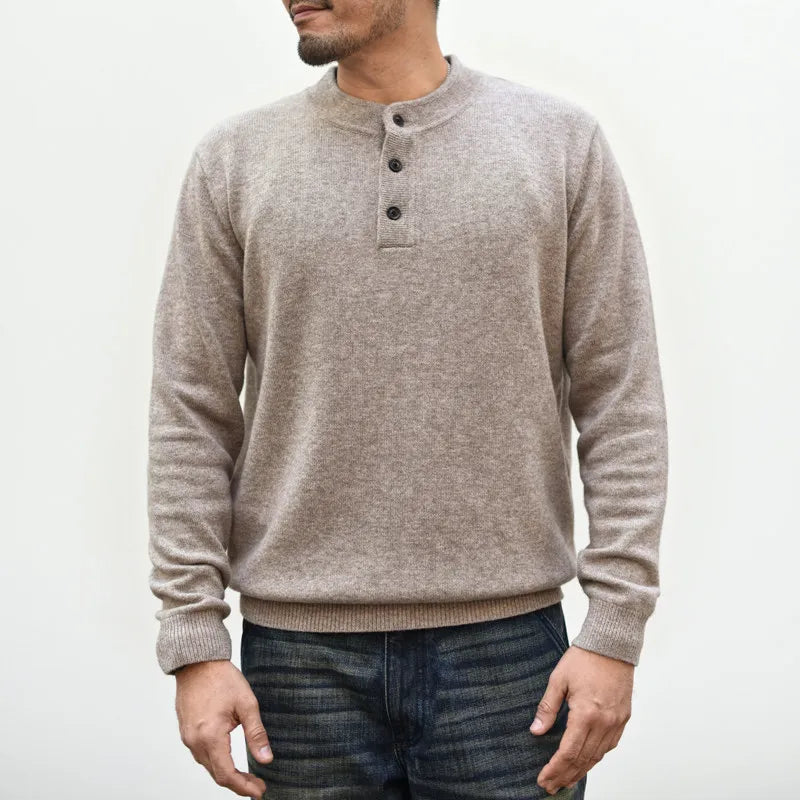 The Masham Men's Henley Knit Jumper with Button Neck