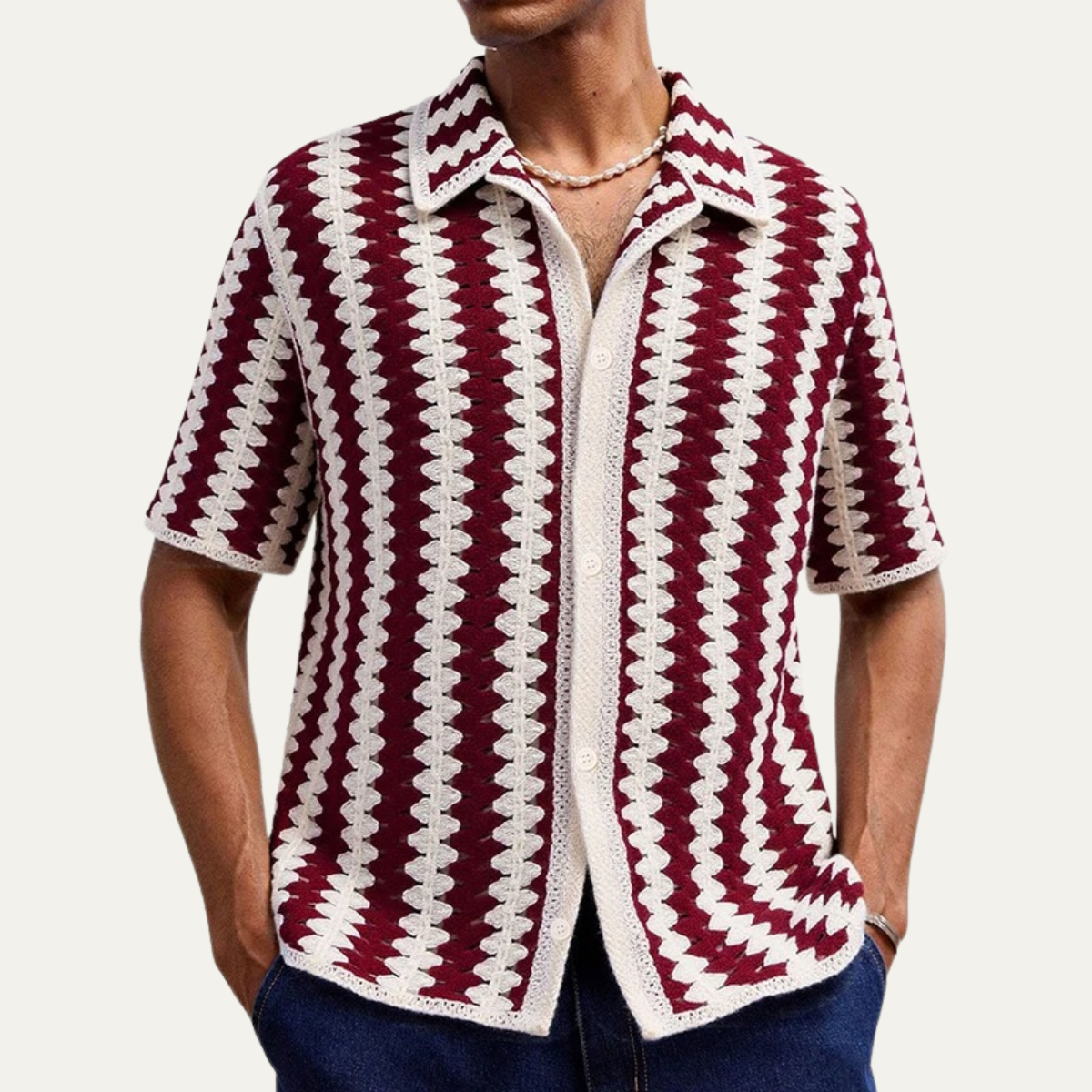 The Sarentino Men’s Casual Crochet Polo Shirt