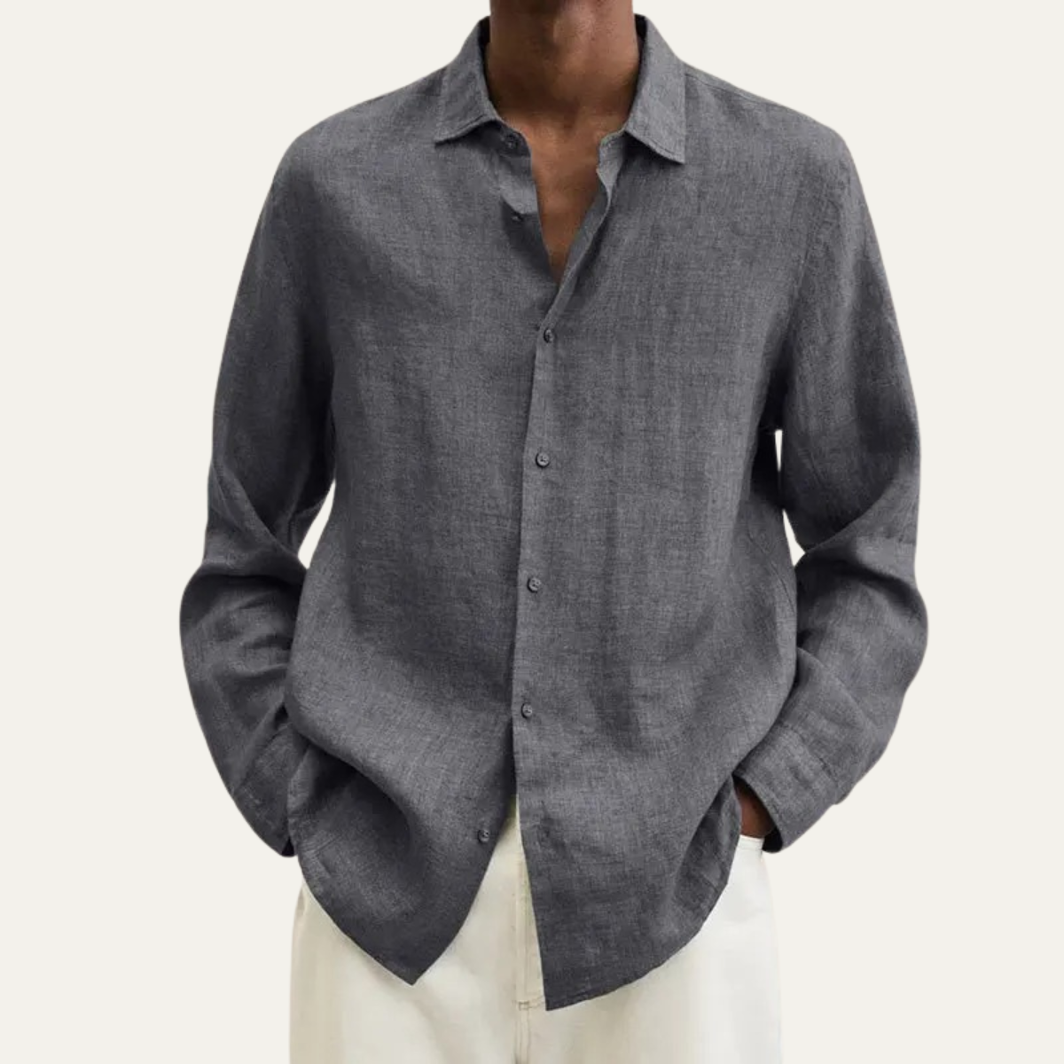 The Dobbiaco Men’s Linen Long Sleeve Shirt – Button Front Breathable Fit