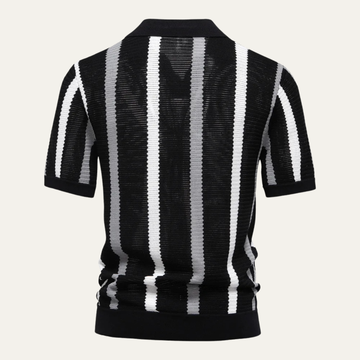 The Gubbio Men's Casual Striped Ribbed Knit Polo Shirt
