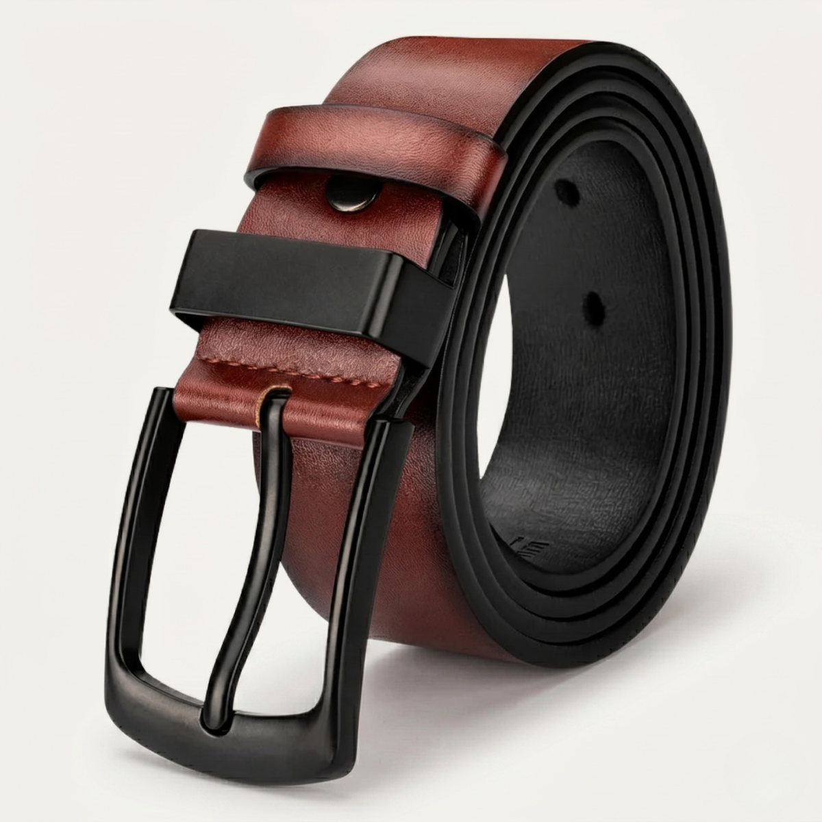 Men’s Leather Belt with Black Pin Buckle