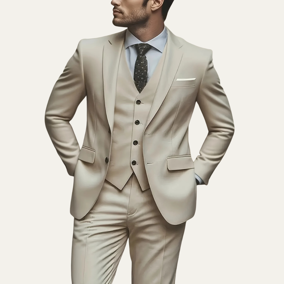 The Barbaresco Men’s Elegant 3 Piece Suit Set – Blazer, Waistcoat, and Trousers Formal Suit