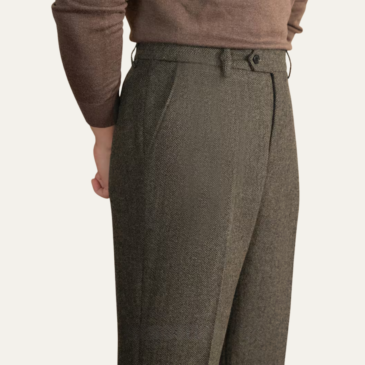 The Subiaco Men’s Business Tailored Herringbone Pleated Dress Trousers