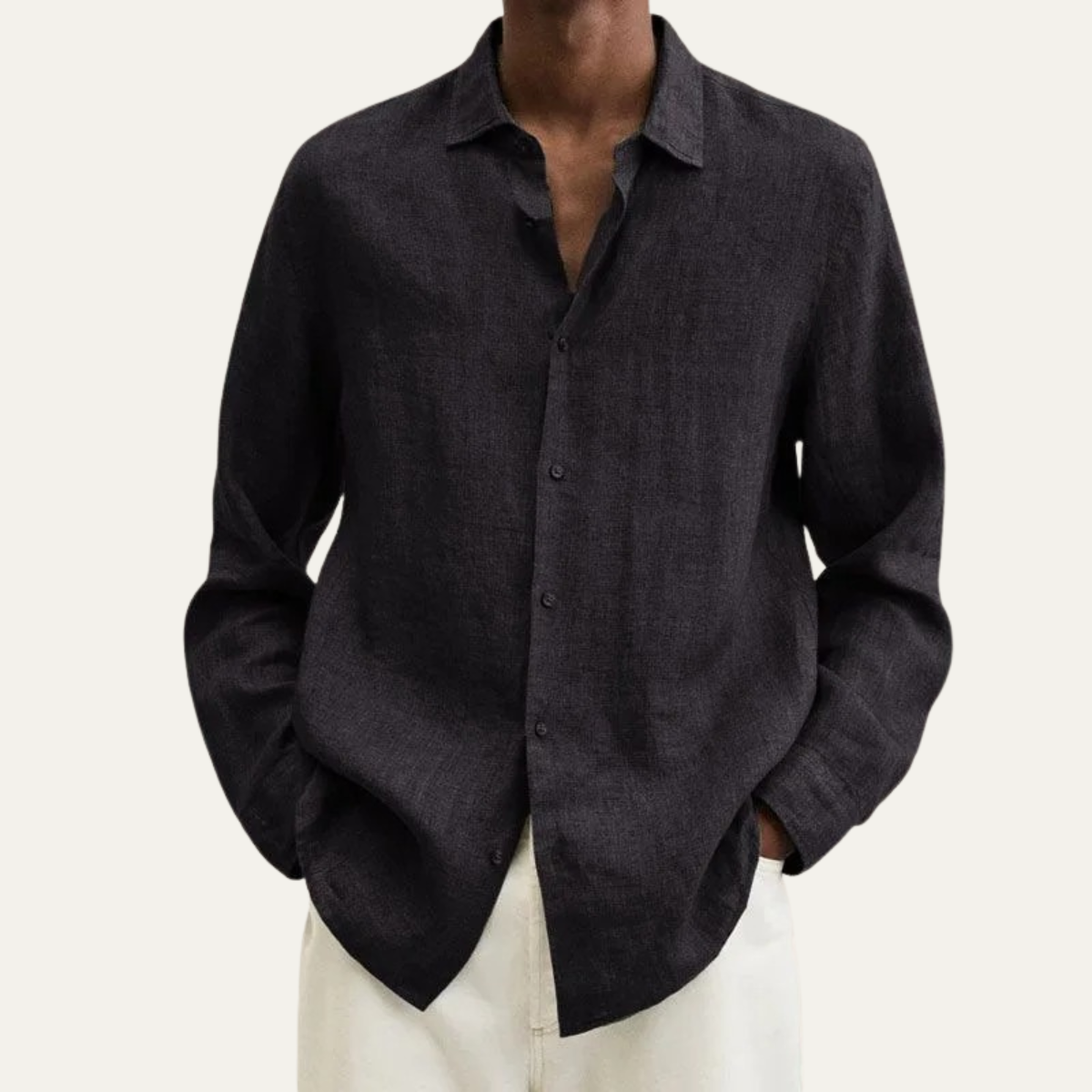 The San Cassiano Men’s Linen Long Sleeve Shirt – Button Front Relaxed Fit