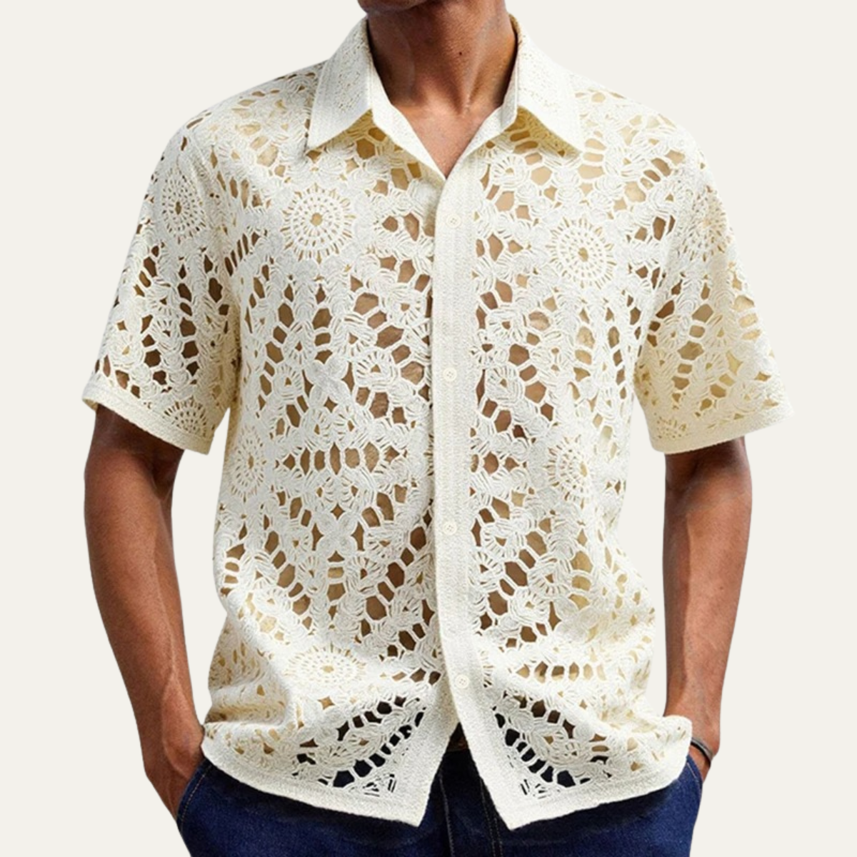 The Montefalco Men’s Trendy Crochet Polo Shirt