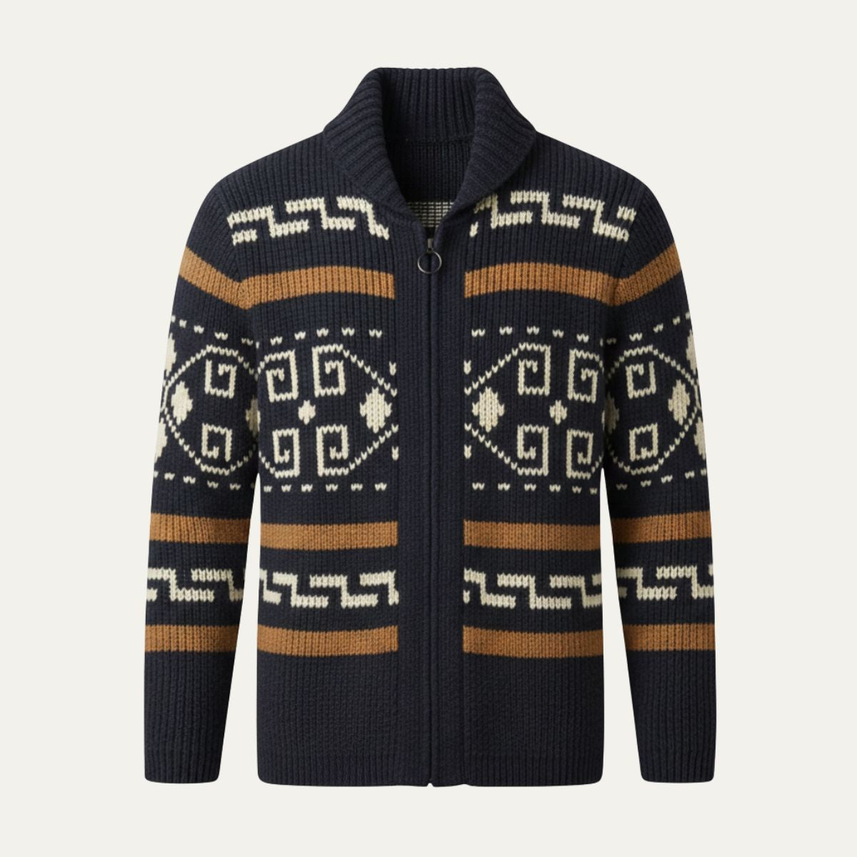 Orvieto Men's Vintage Thick Knit Cardigan with Shawl Collar for Winter