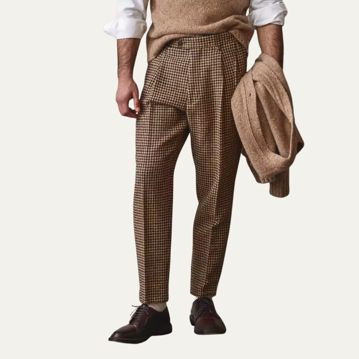 The Barossa Men’s High Waisted Houndstooth Vintage Dress Trousers