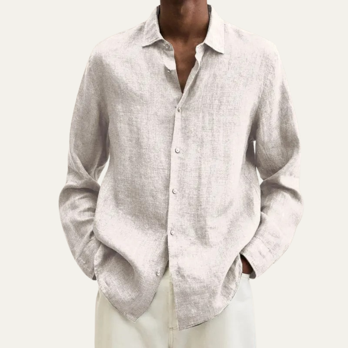 The Brunico Men’s Linen Long Sleeve Shirt – Button Front Trendy Fit