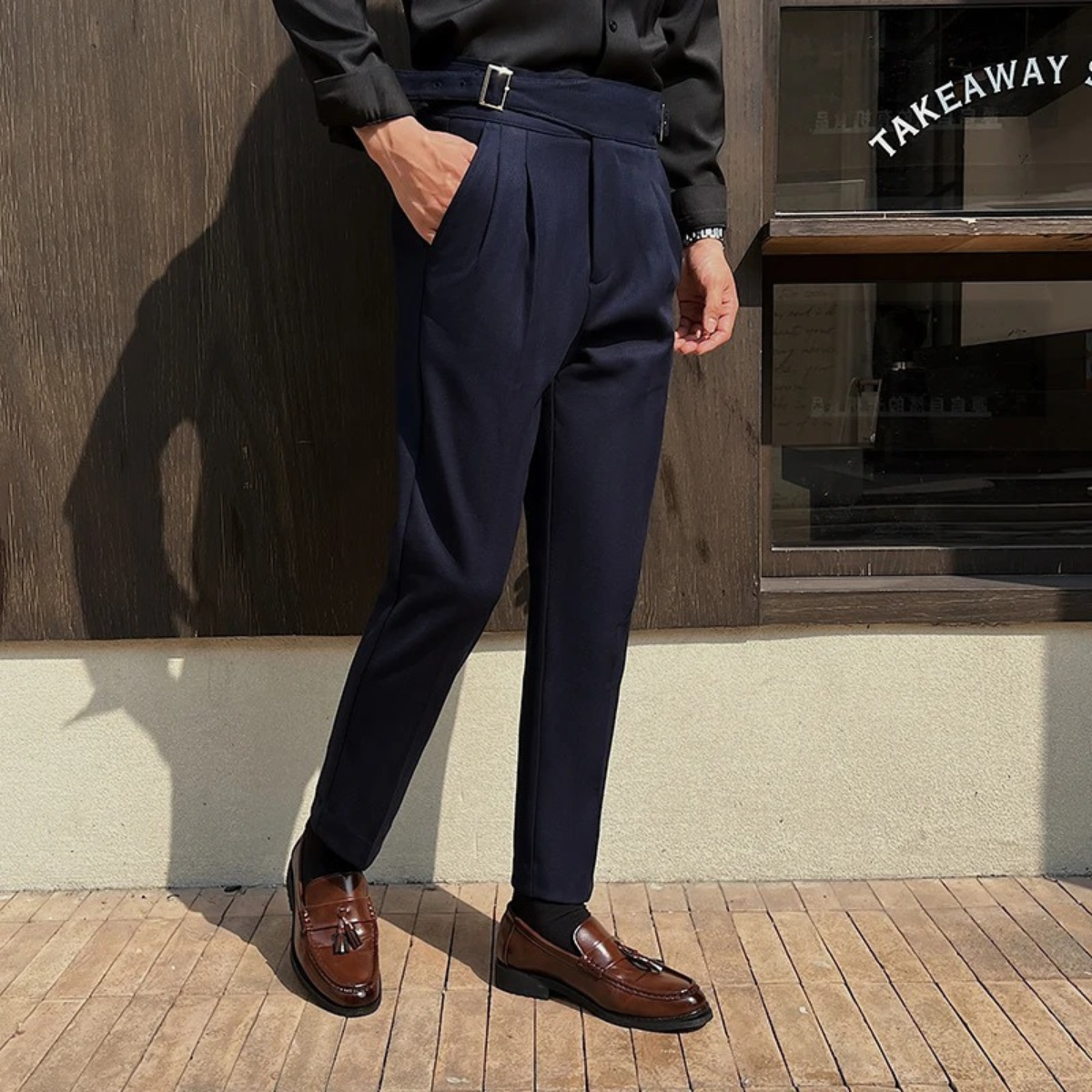 The San Remo Men’s High Waist Pleated Slim Fit Gurkha Trousers