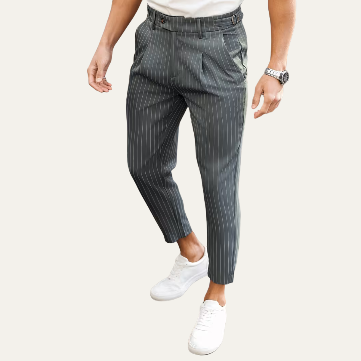 The Cullen Bay Men’s  Slim Fit  Pinstripe Pleated Dress Trousers
