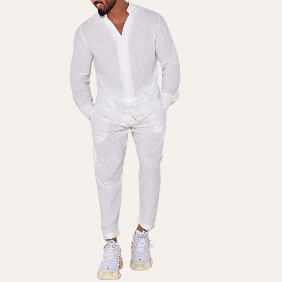 The Trento Men’s Linen Shirt and Trousers Set – Casual Two Piece Outfit