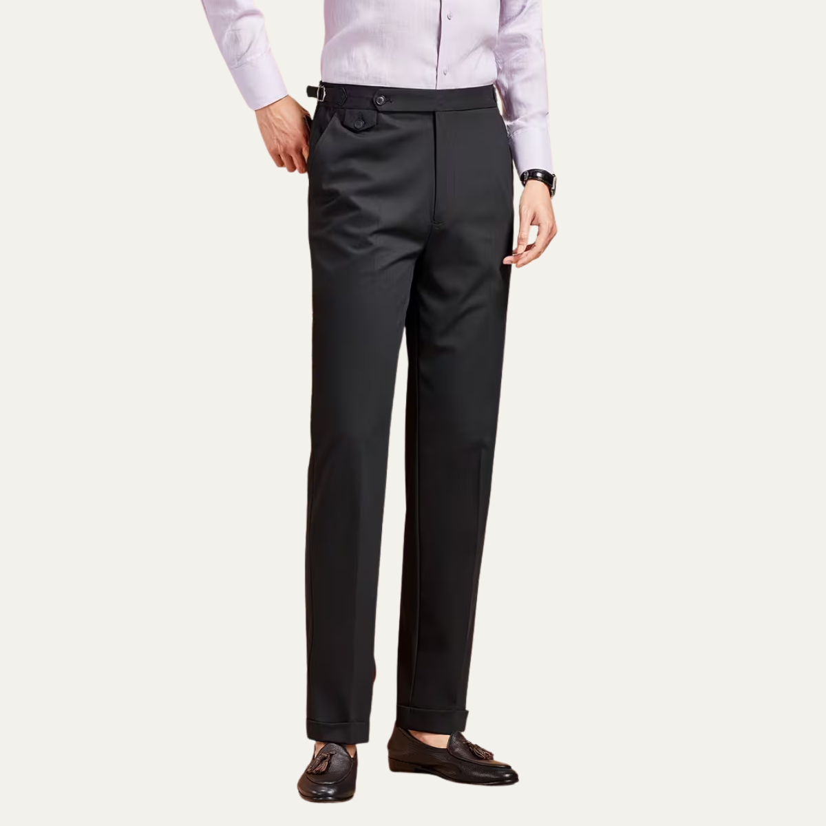 The Cottesloe Men’s Business Casual Dress Trousers with Paris Side Buckle Waist