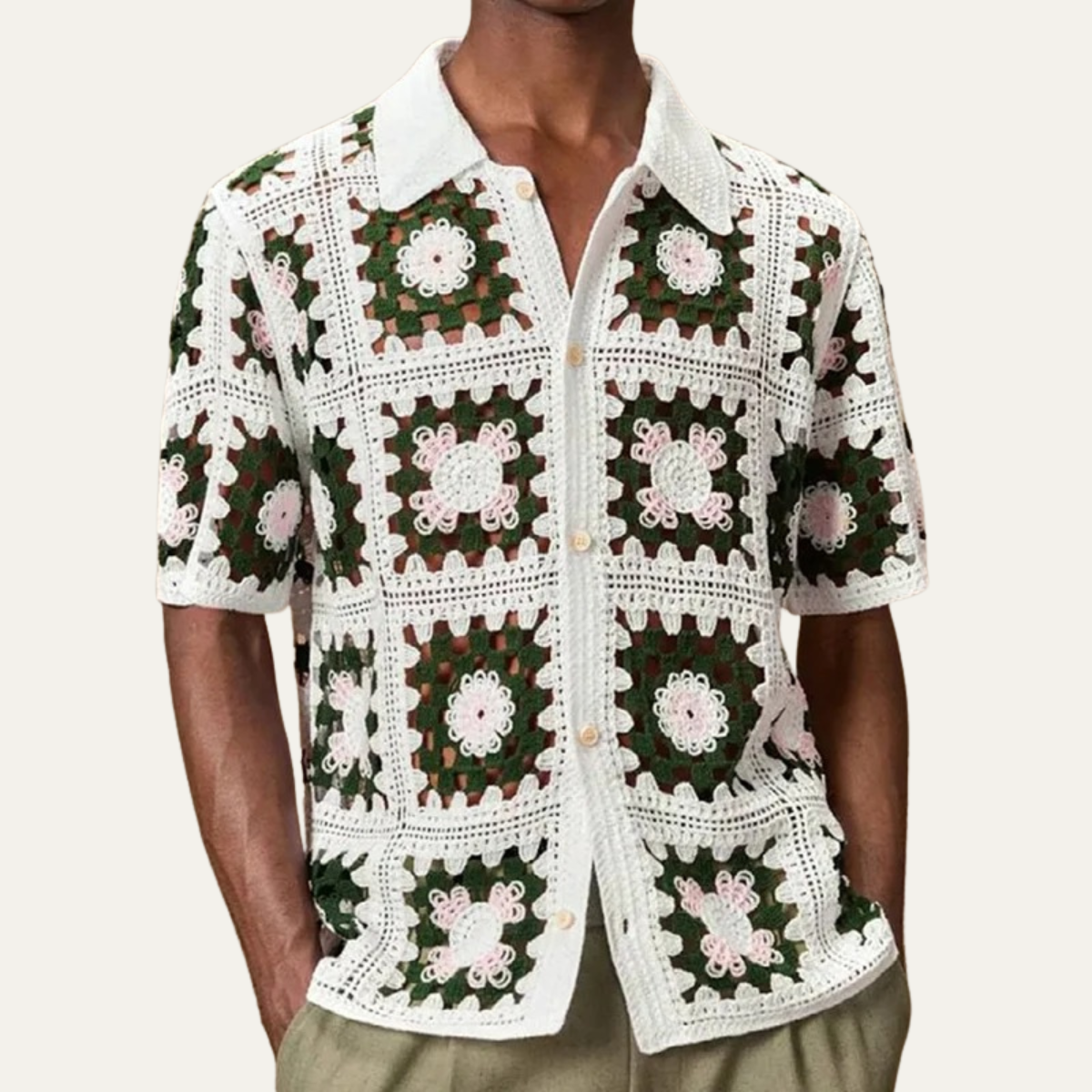 The Caldaro Men’s Lightweight Crochet Polo Shirt