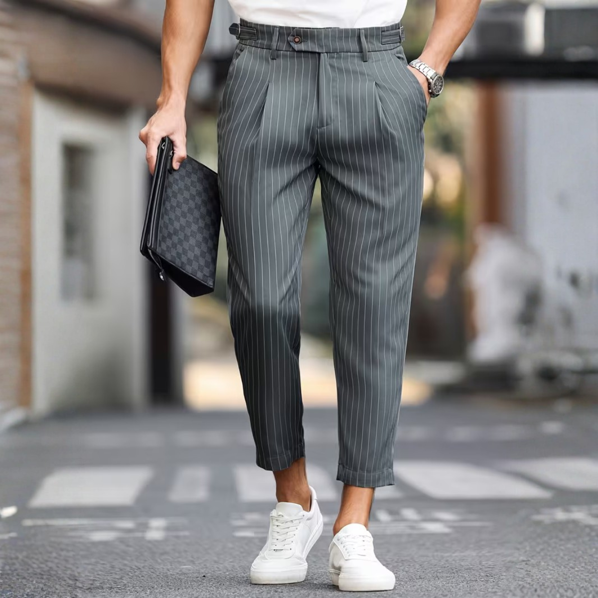 The Siena Men’s Casual Slim Fit Trousers with Pleats