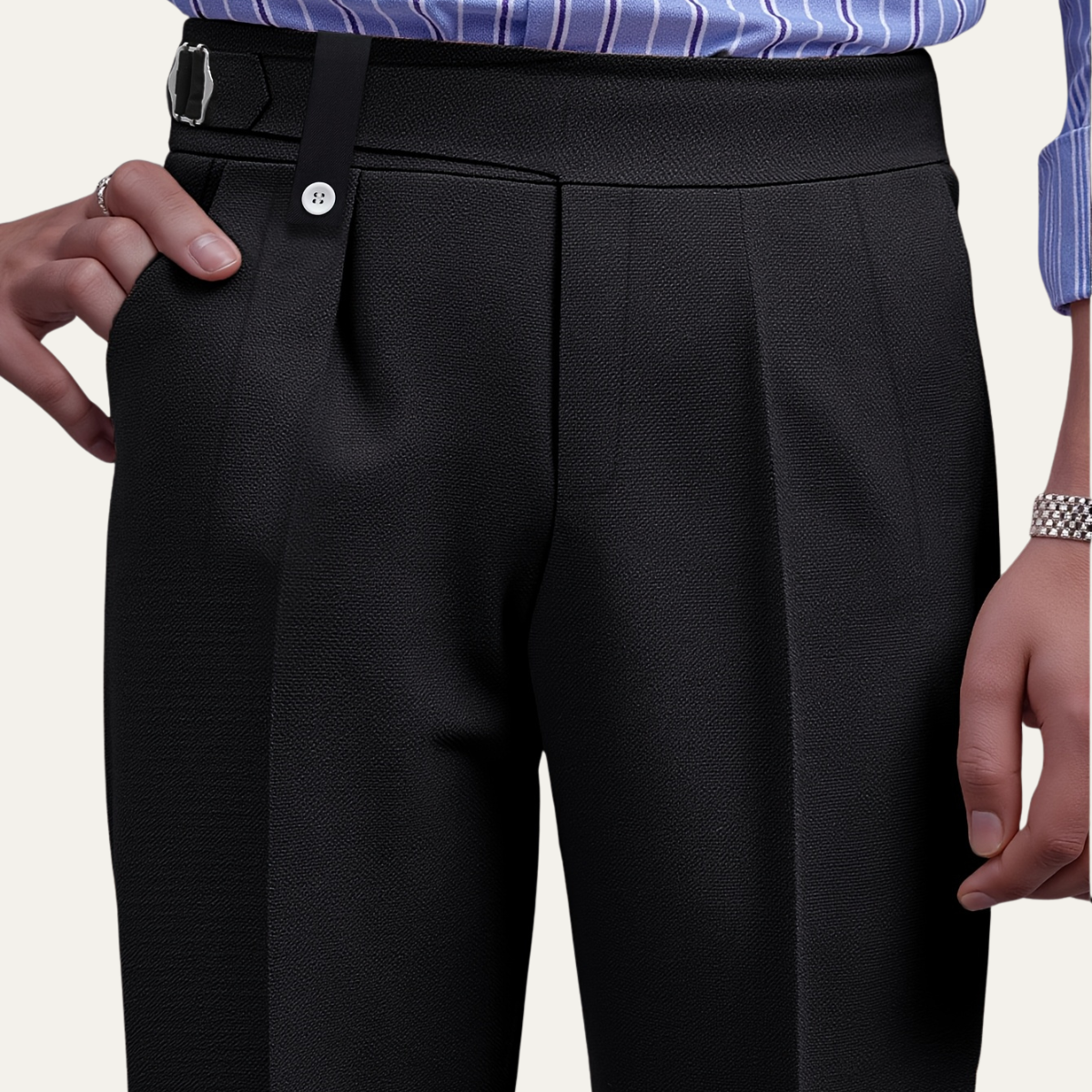The Hamilton Men’s Solid Black Dress Trousers with Belt Loops