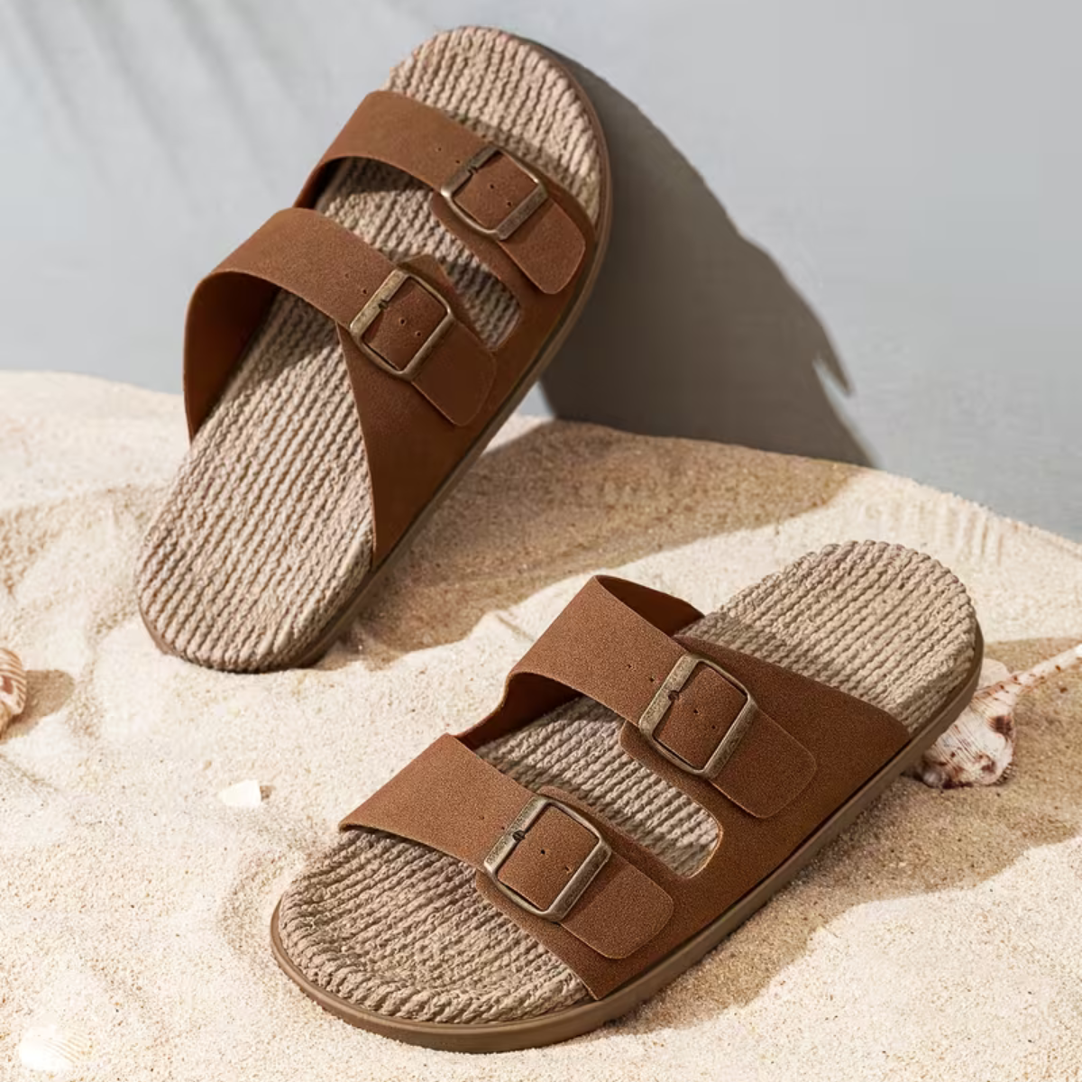 The Varenna Men’s Casual Double Buckle Slip On Sandals
