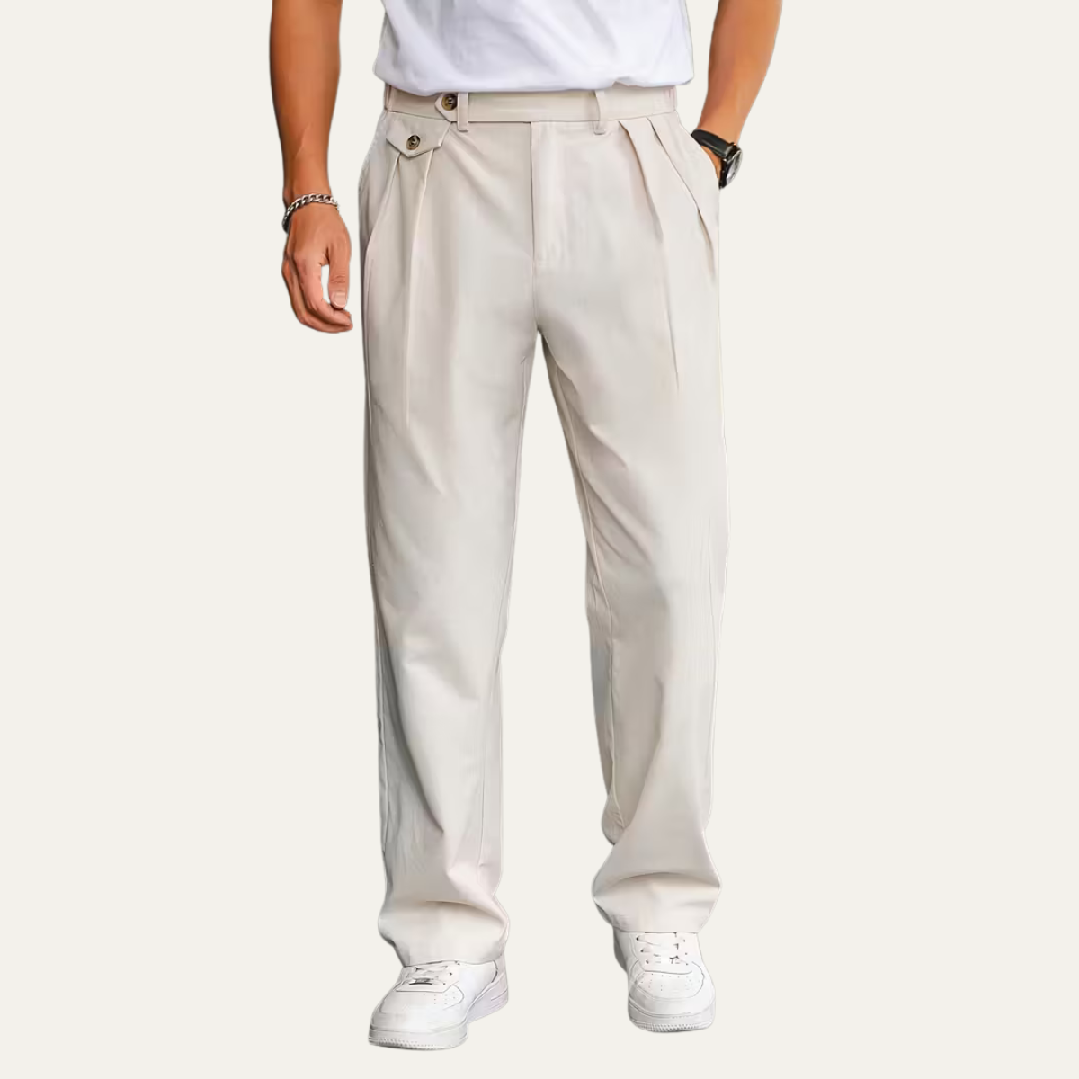 The Sunshine Coast Men’s Double Pleat Tailored Suit Smart Dress Trousers