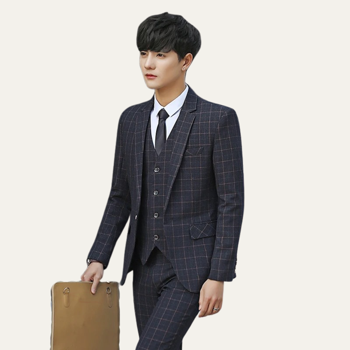 The Padova Men’s Plaid 3 Piece Suit – Slim Fit Blazer Gilet and Trousers