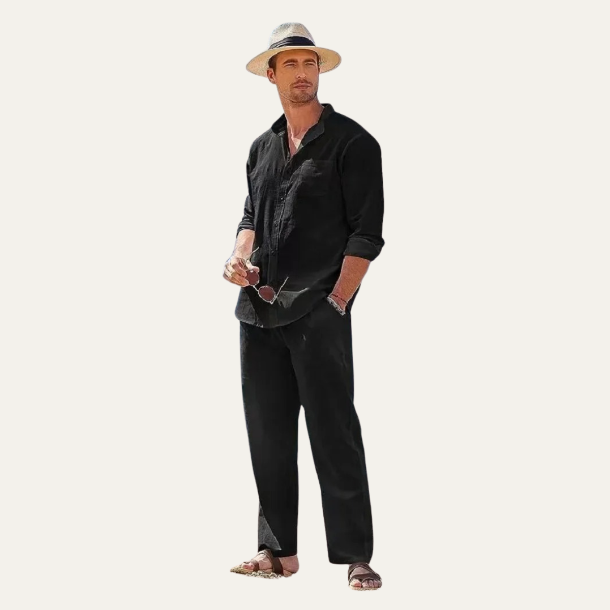 The Monferrato Men’s Linen Shirt and Trousers Set – Casual Two Piece Outfit