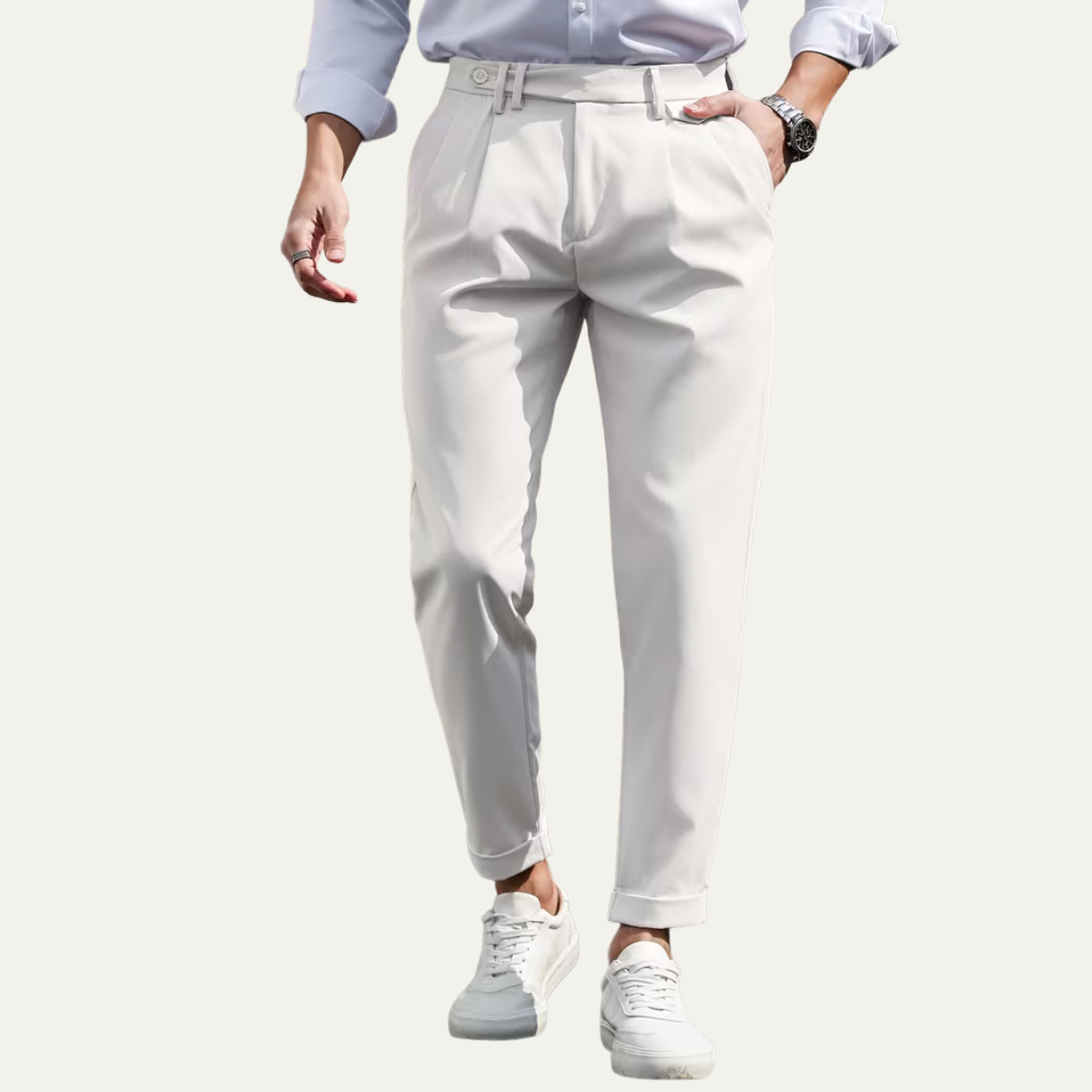 The Burleigh Men’s Tailored Slim Fit Pleated Casual Dress Trousers