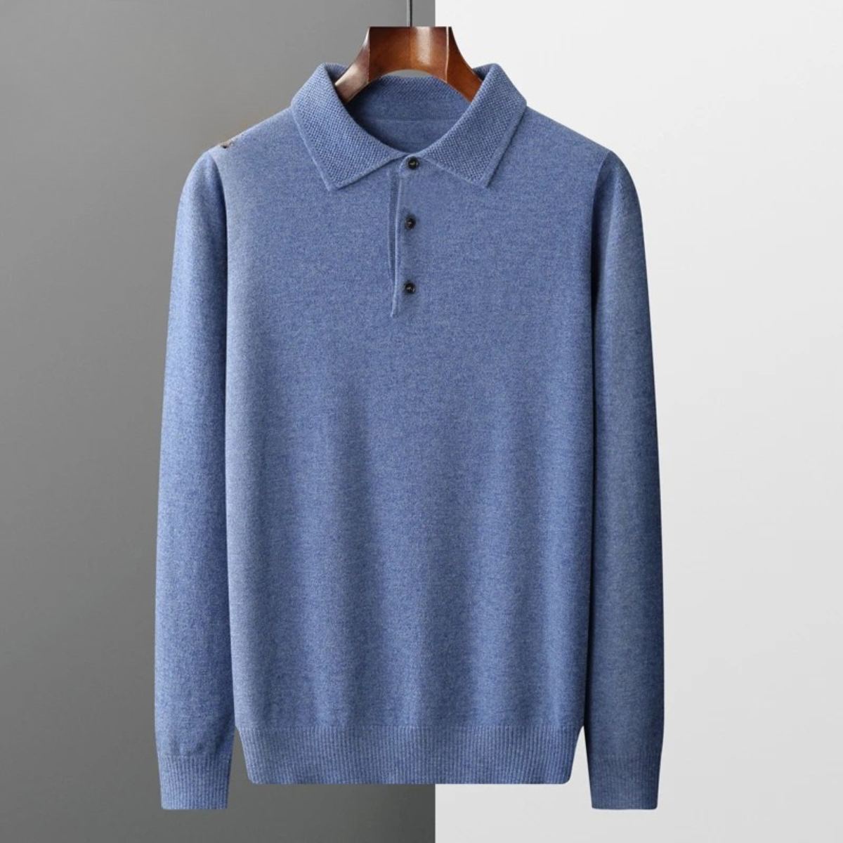 The Kendal Men's Knitted Polo Jumper in Wool Blend