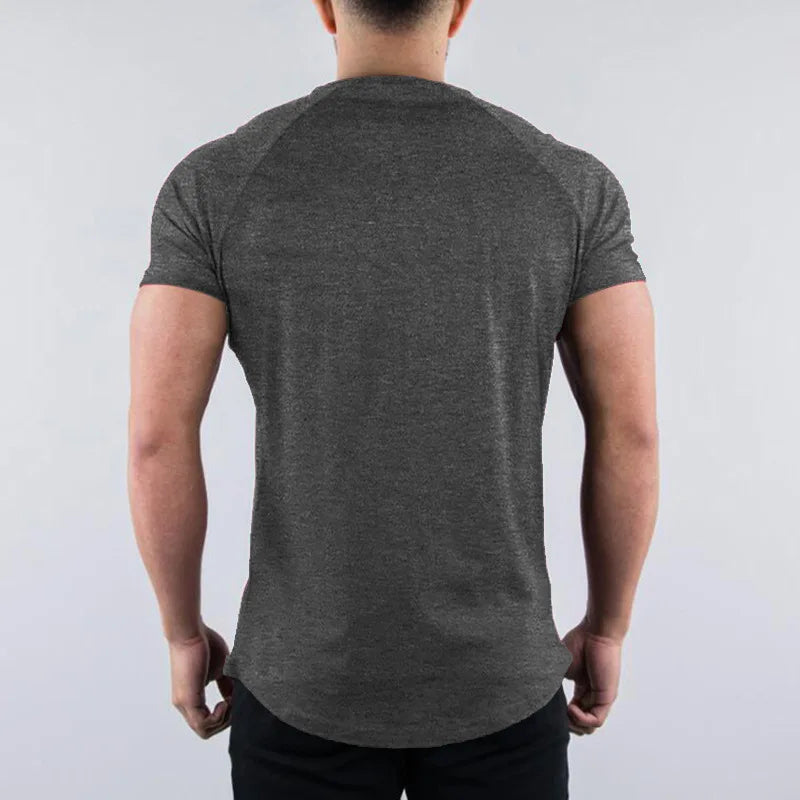 Men’s Fitted Cotton T Shirt – Gym Workout Muscle Fit Top