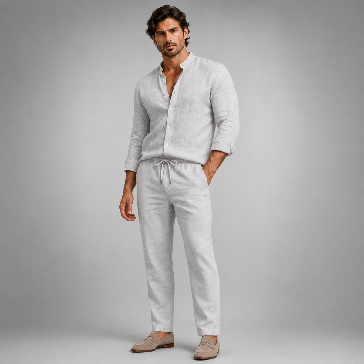 The Barolo Men’s Linen Shirt and Trousers Set – Trendy Two Piece Outfit