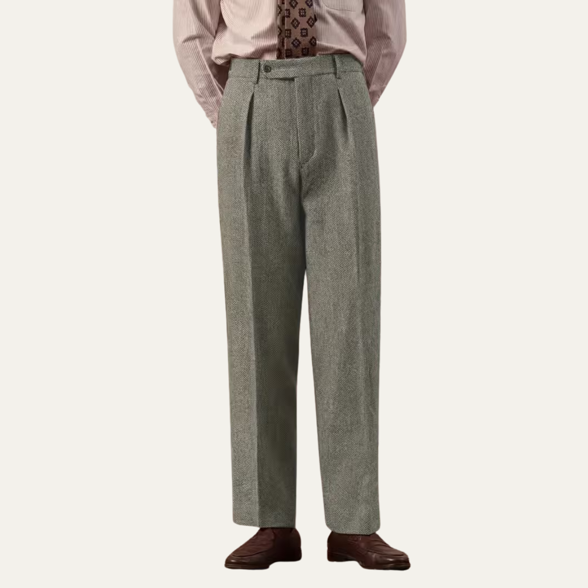 The Red Hill Men’s High Waisted Houndstooth Pleated Dress Trousers