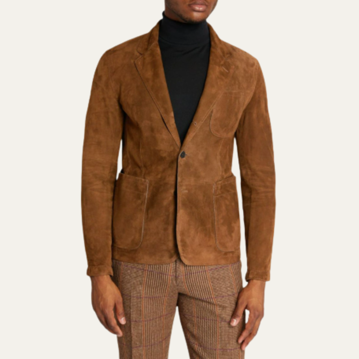 The Timberlake Men's Retro Tan Suede Blazer with Pockets