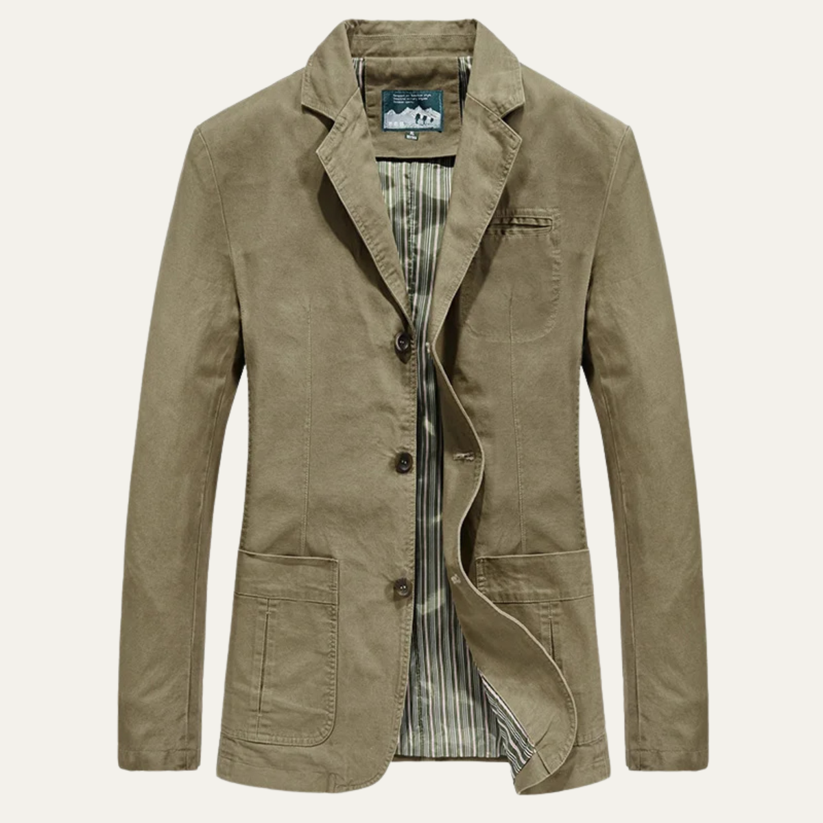 Men’s Slim Fit Button Up Lightweigh Blazer Jacket – Khaki