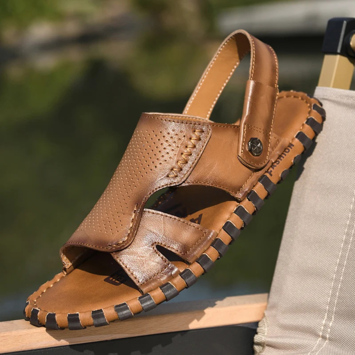 The Assisi Men’s Open Toe Slingback Leather Outdoor Sandals