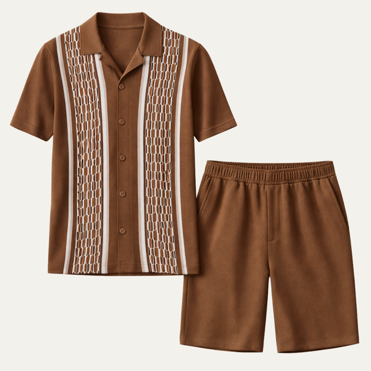 The Rimini Men’s Vintage Summer Co Ord Set - Patterned Shirt & Shorts