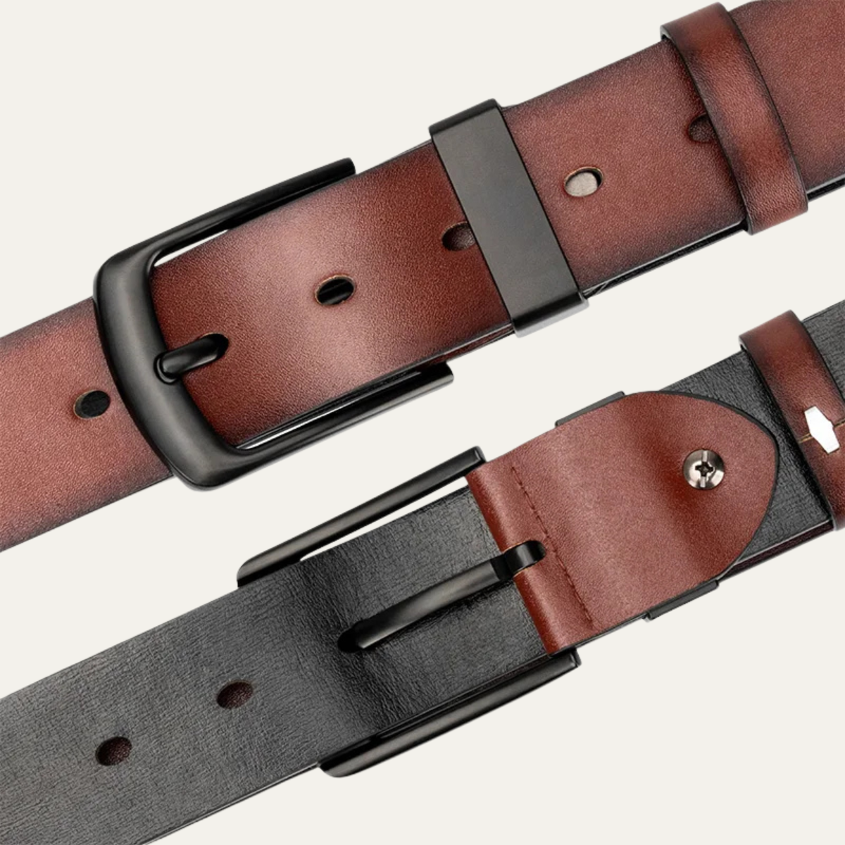 Men’s Leather Belt with Black Pin Buckle