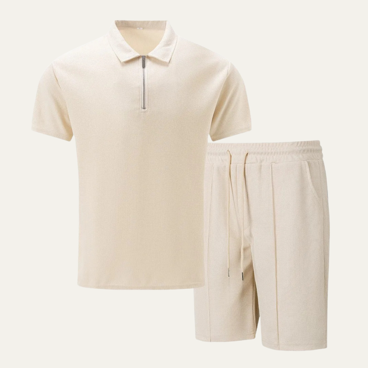 The Cheltenham Men’s Waffle Knit Zip-Up Shirt & Shorts Set