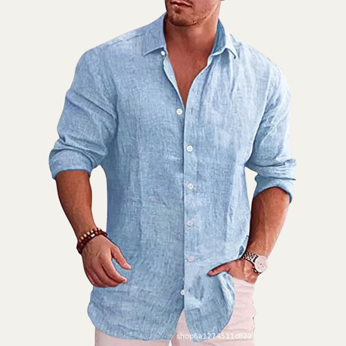 The Cerveteri Men’s Long Sleeve Button Up Linen Shirt