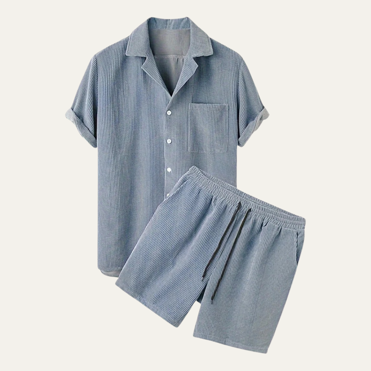 The Ancona Men’s Lounge Co Ord Set - Shirt & Drawstring Shorts
